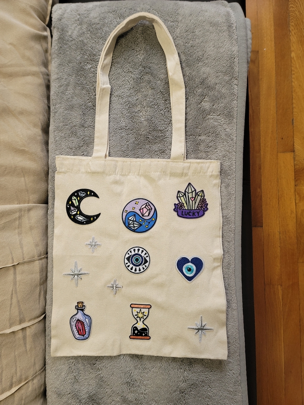 HANDMADE Celestial Canvas Tote Bag